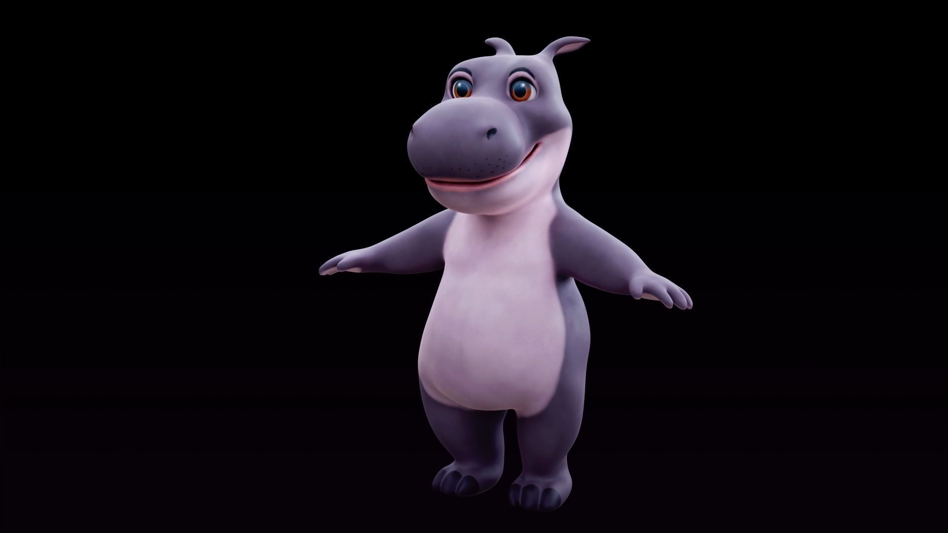 Hippo - Rigged Cartoon Character for Blender Low-poly 3D model_8