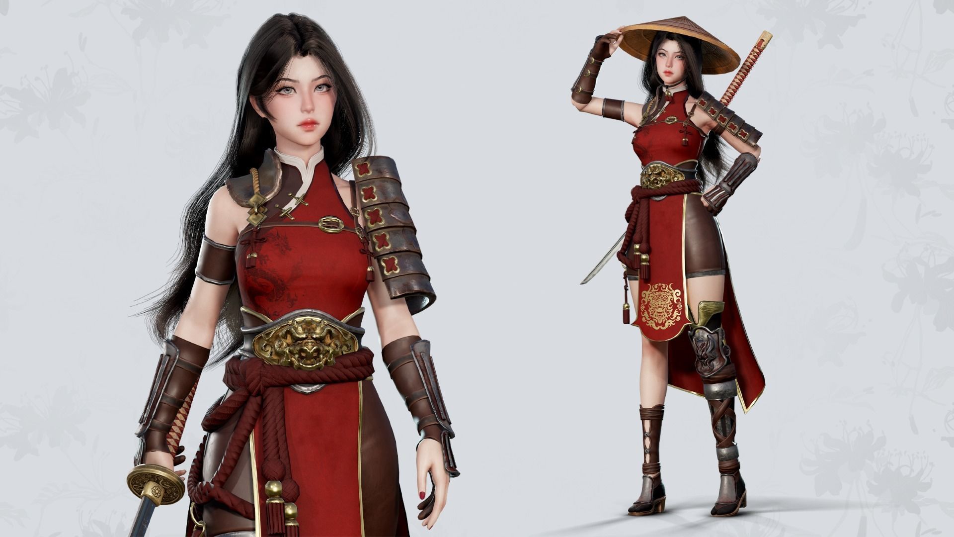 Samurai Girl Tomoe - Game Ready Low-poly 3D model_3