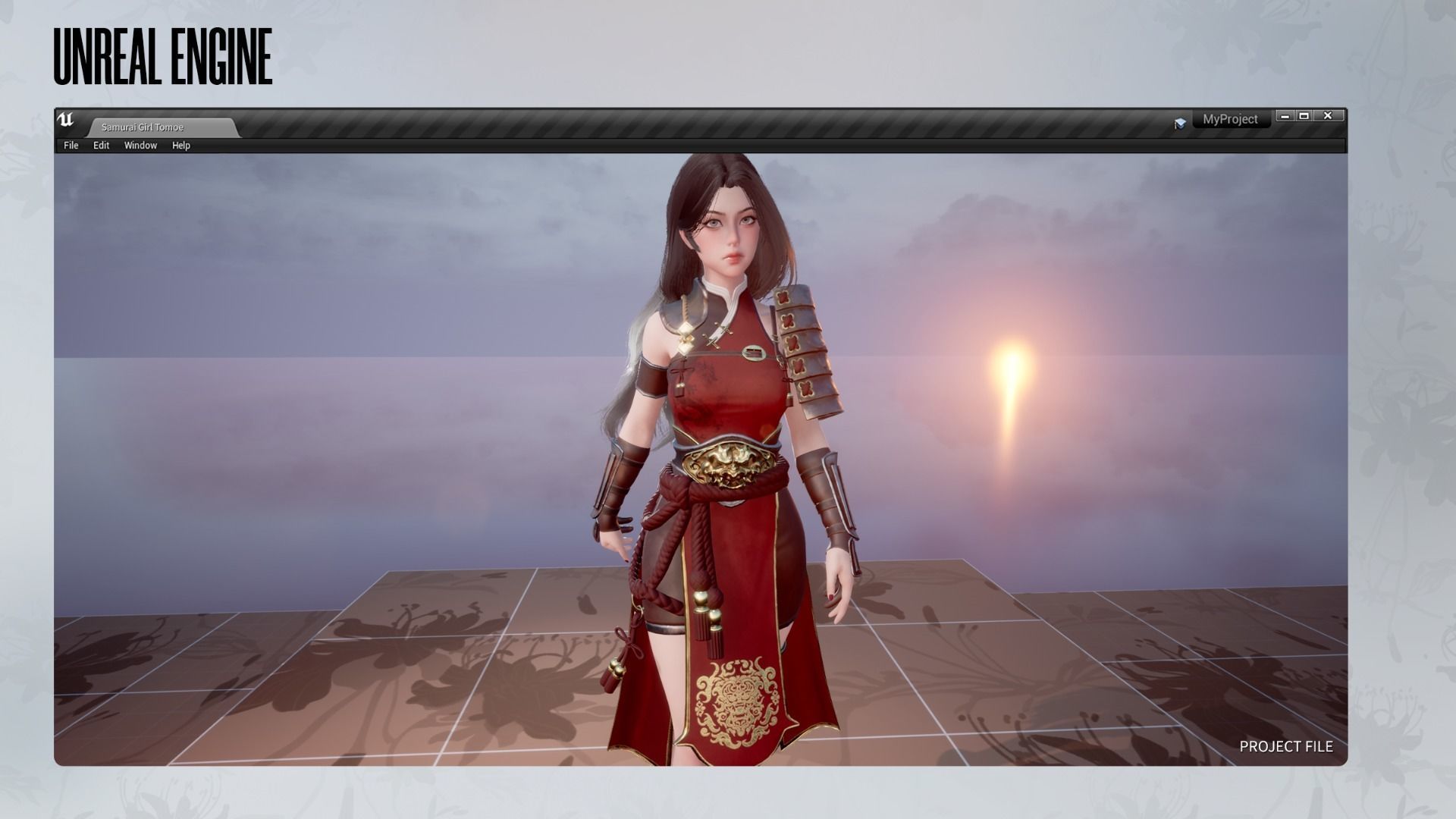 Samurai Girl Tomoe - Game Ready Low-poly 3D model_15