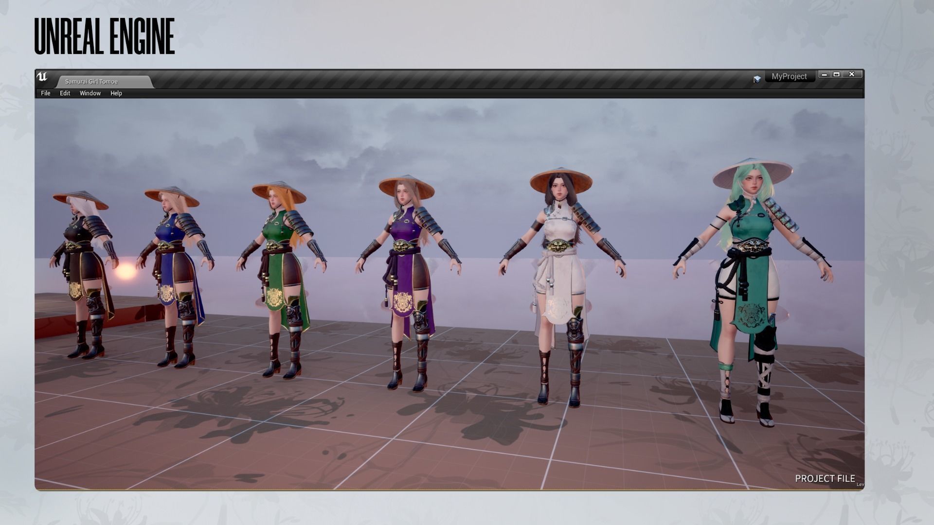 Samurai Girl Tomoe - Game Ready Low-poly 3D model_16