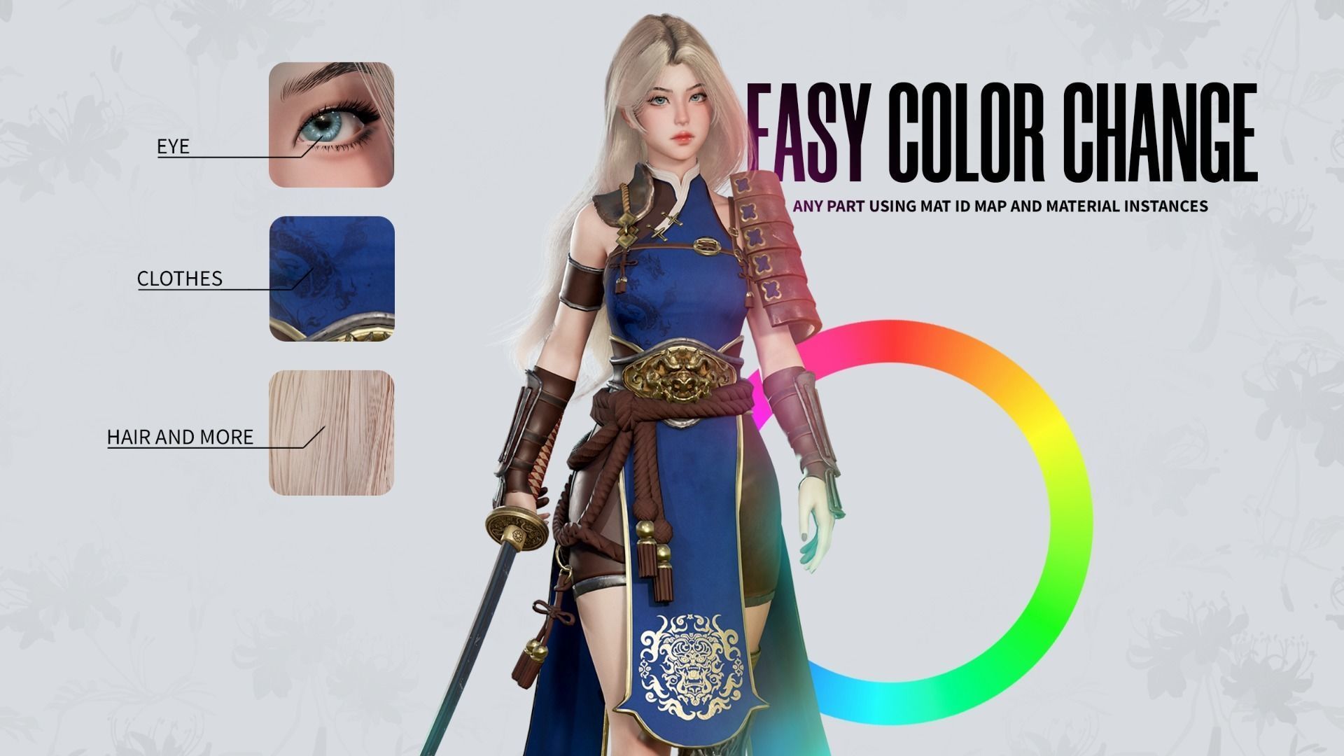 Samurai Girl Tomoe - Game Ready Low-poly 3D model_6