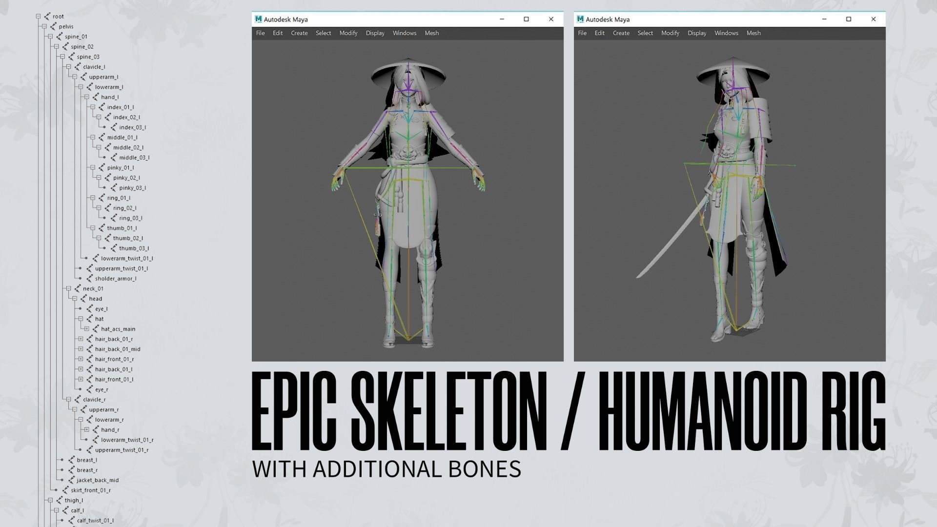 Samurai Girl Tomoe - Game Ready Low-poly 3D model_13