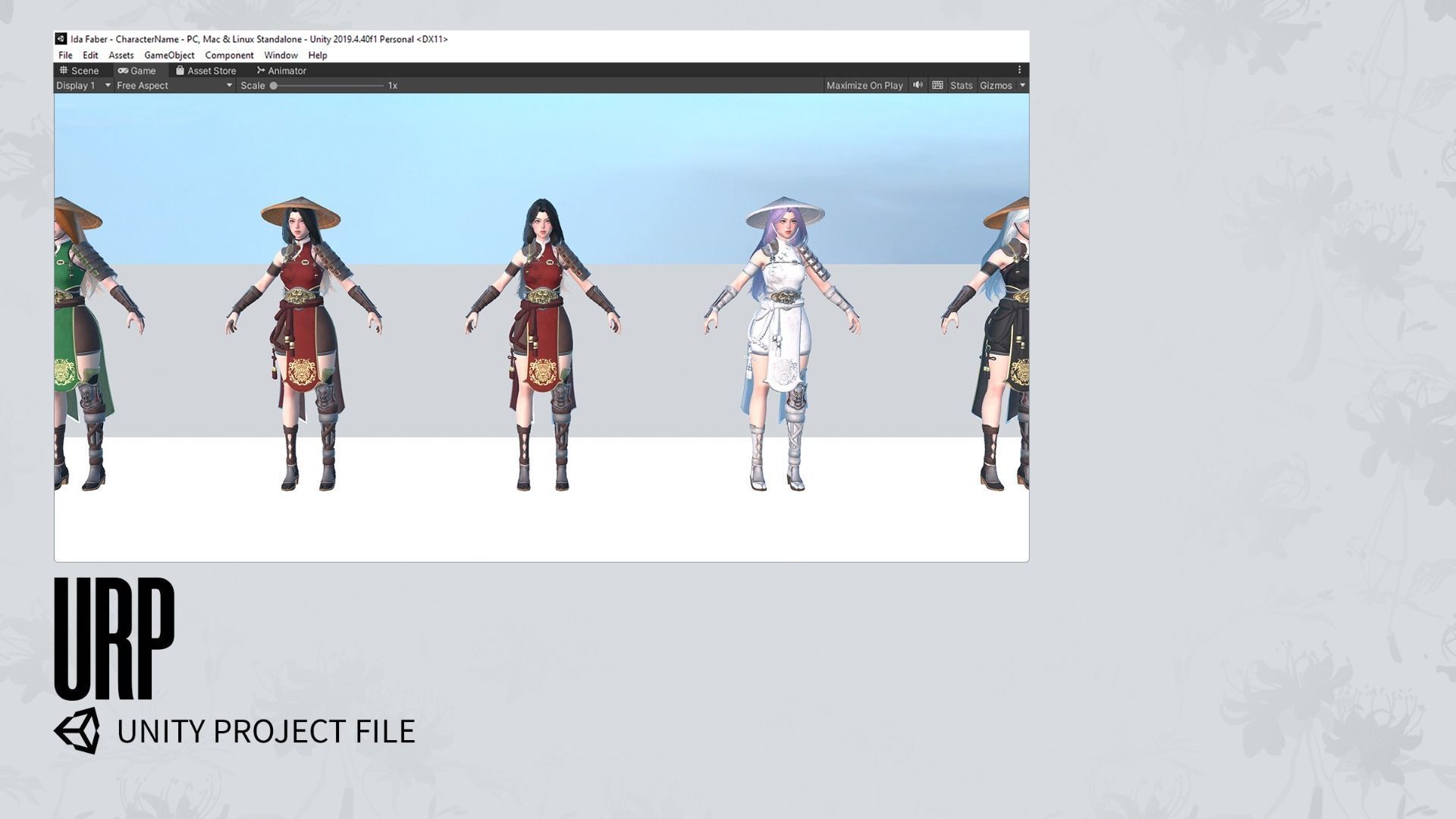 Samurai Girl Tomoe - Game Ready Low-poly 3D model_25
