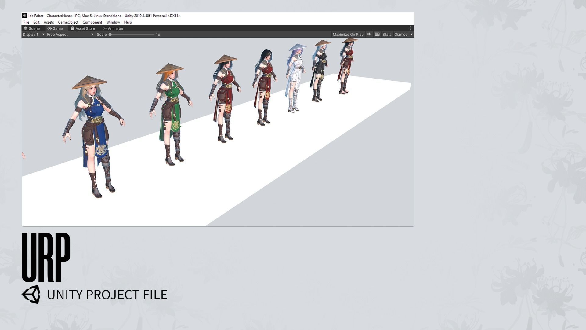 Samurai Girl Tomoe - Game Ready Low-poly 3D model_22