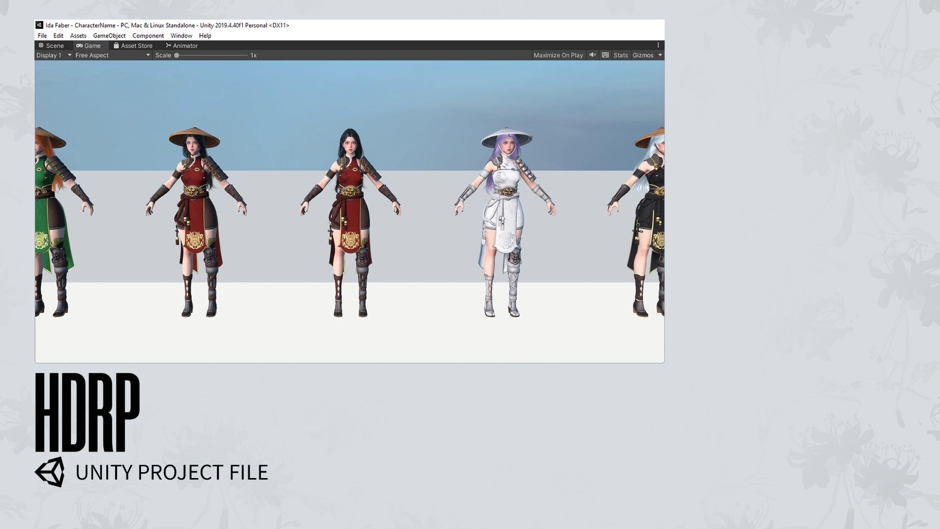 Samurai Girl Tomoe - Game Ready Low-poly 3D model_26