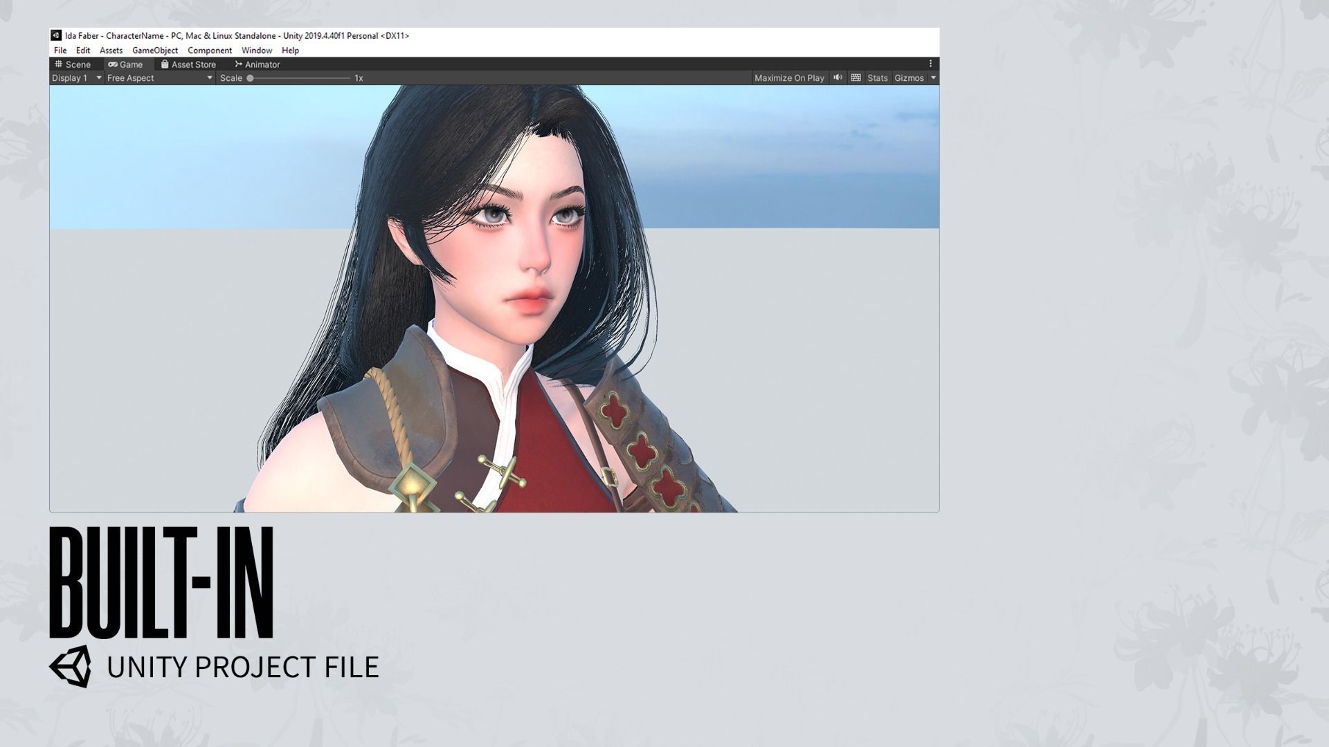 Samurai Girl Tomoe - Game Ready Low-poly 3D model_18