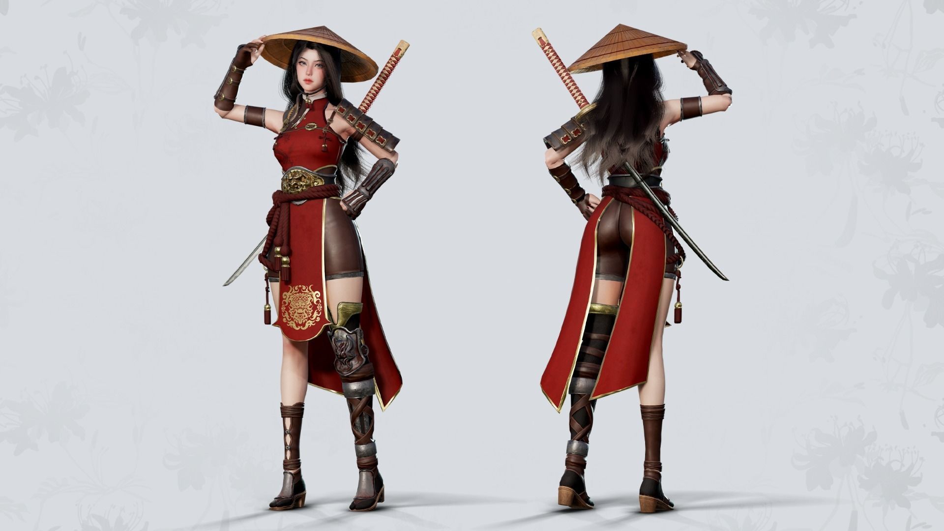 Samurai Girl Tomoe - Game Ready Low-poly 3D model_4