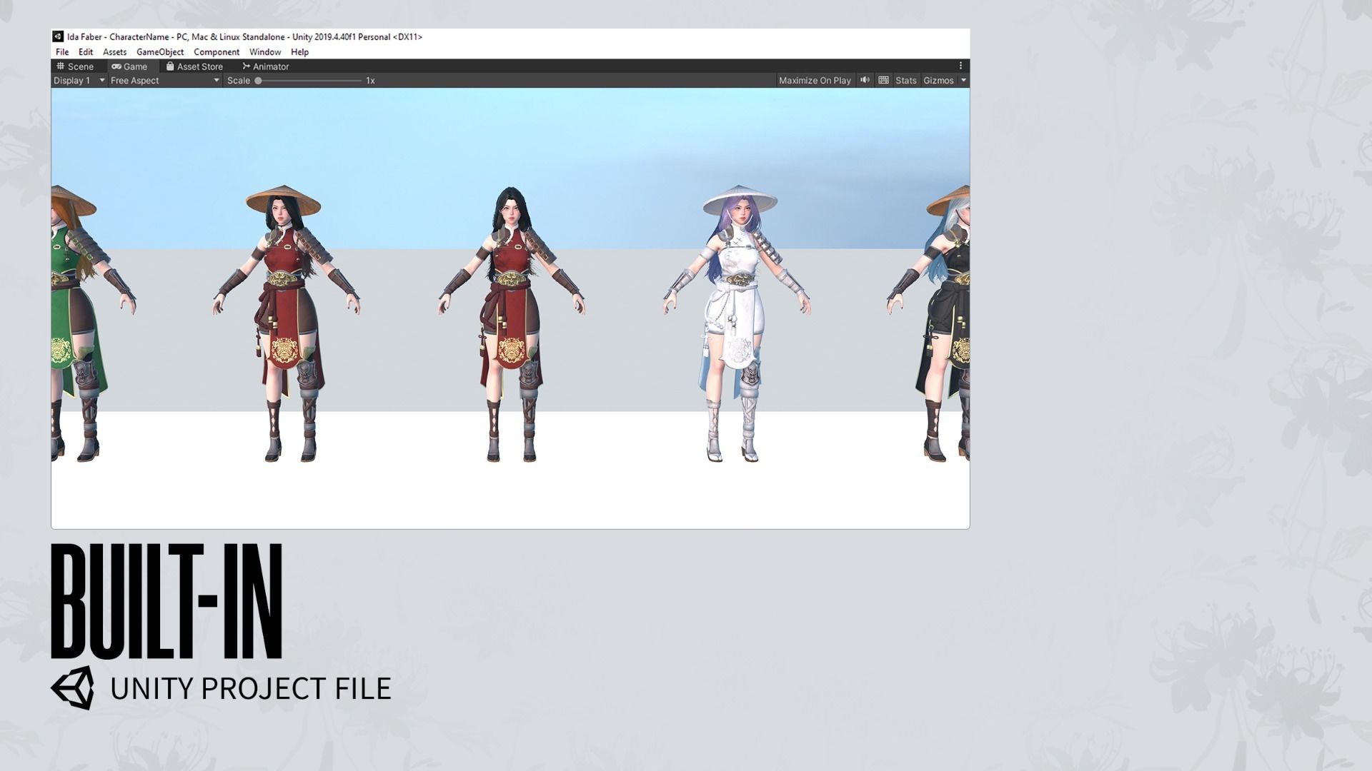 Samurai Girl Tomoe - Game Ready Low-poly 3D model_24