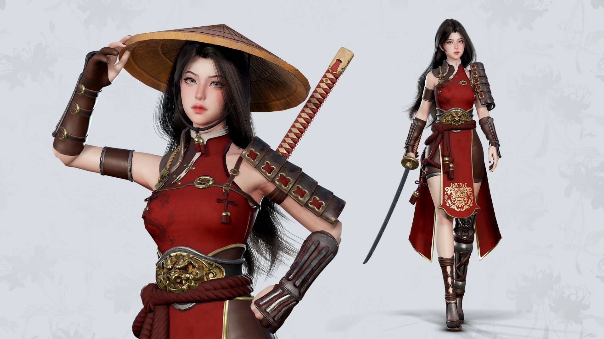 Samurai Girl Tomoe - Game Ready Low-poly 3D model_2