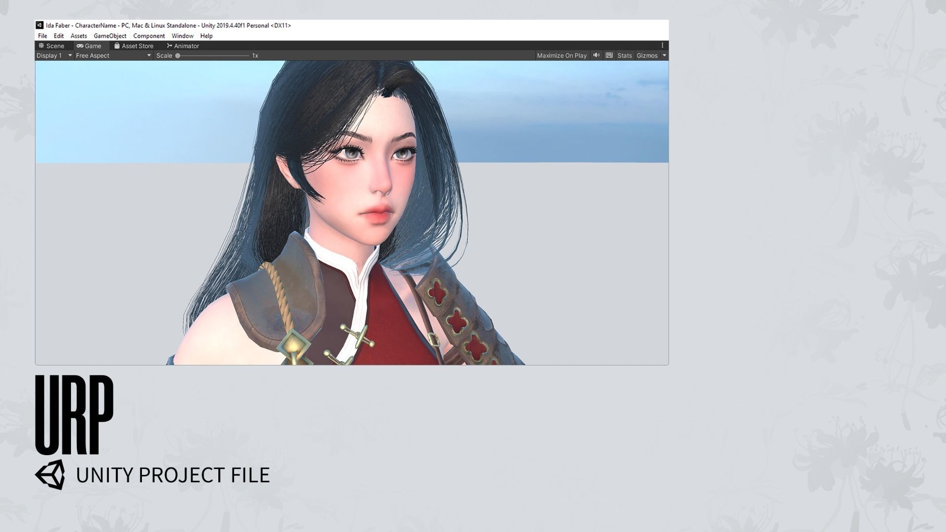 Samurai Girl Tomoe - Game Ready Low-poly 3D model_19