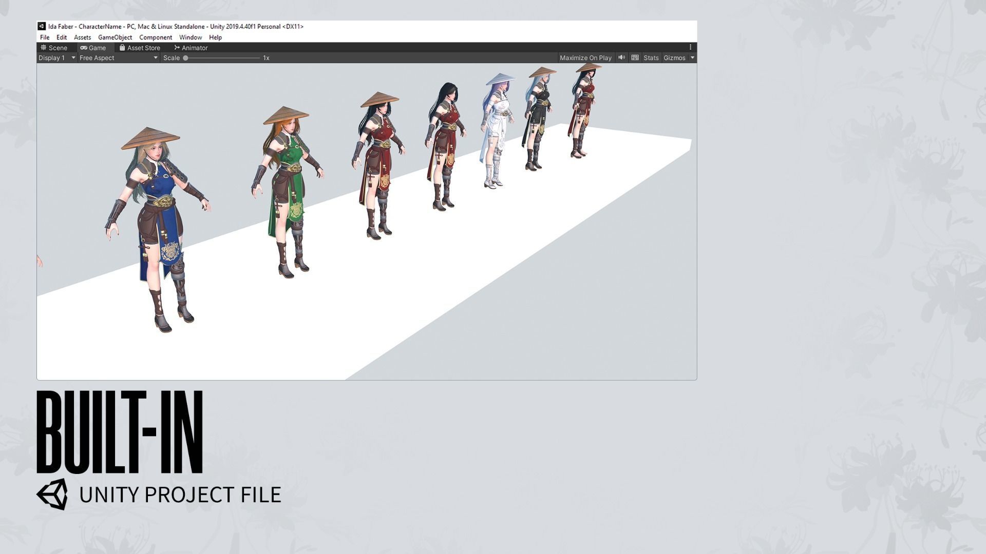 Samurai Girl Tomoe - Game Ready Low-poly 3D model_21