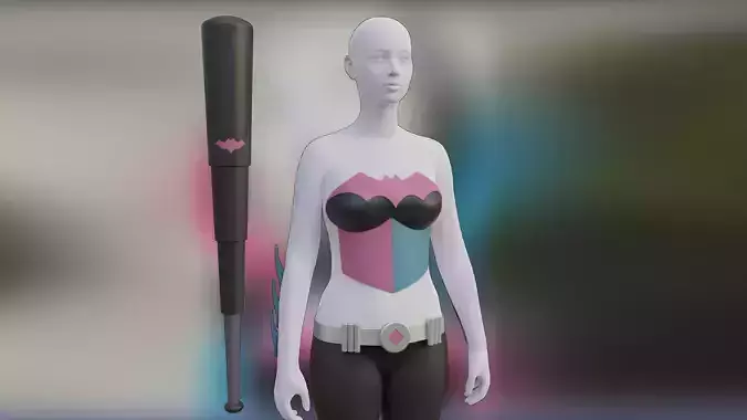 harley quinn batsuit season 4 cosplay  Bat-costume 3D print model