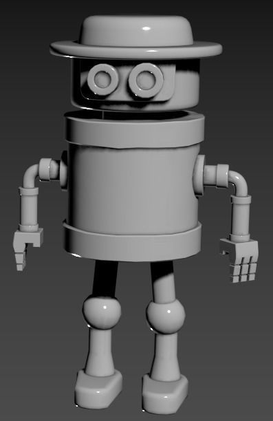 Simple Stylized Low-poly Robot Low-poly 3D model_19