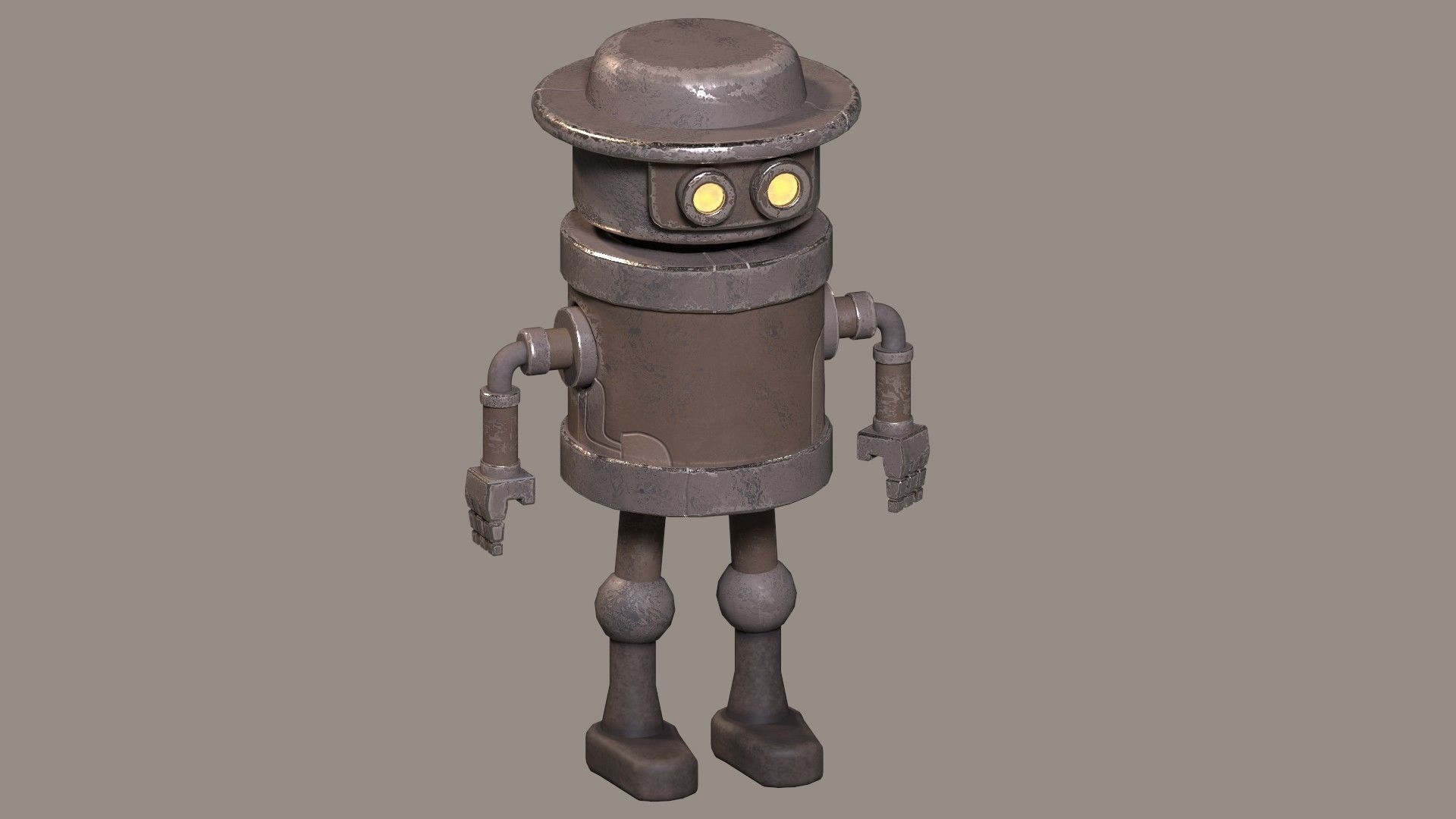 Simple Stylized Low-poly Robot Low-poly 3D model_13