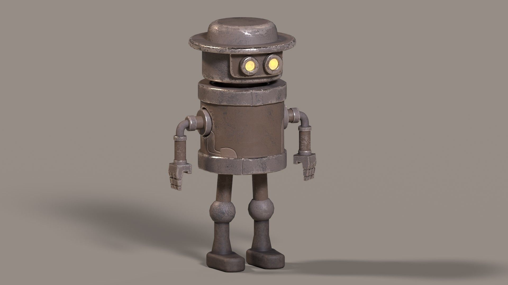 Simple Stylized Low-poly Robot Low-poly 3D model_2