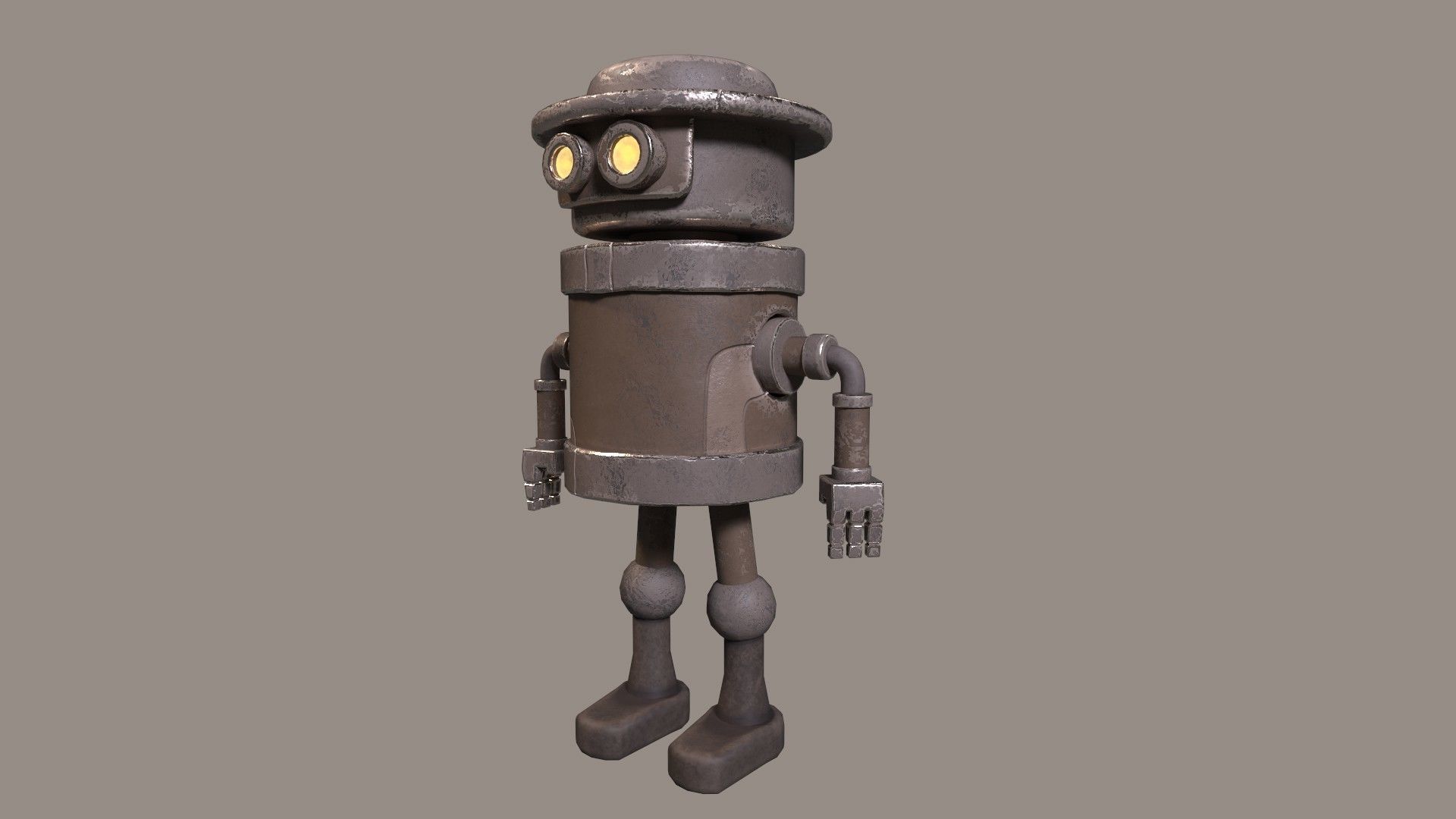 Simple Stylized Low-poly Robot Low-poly 3D model_10