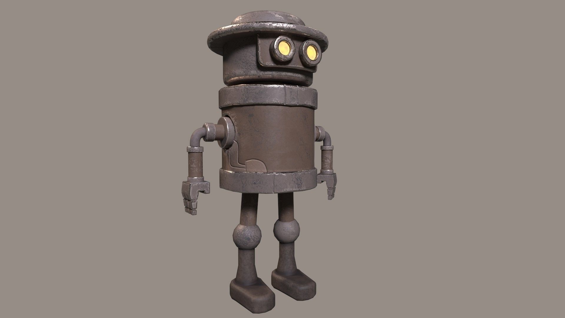 Simple Stylized Low-poly Robot Low-poly 3D model_12