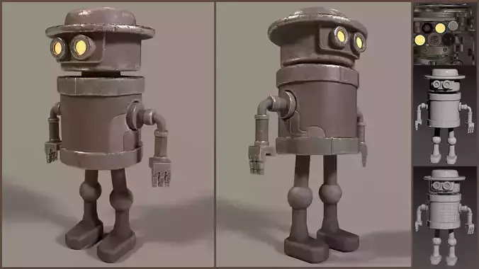 Simple Stylized Low-poly Robot Low-poly 3D model