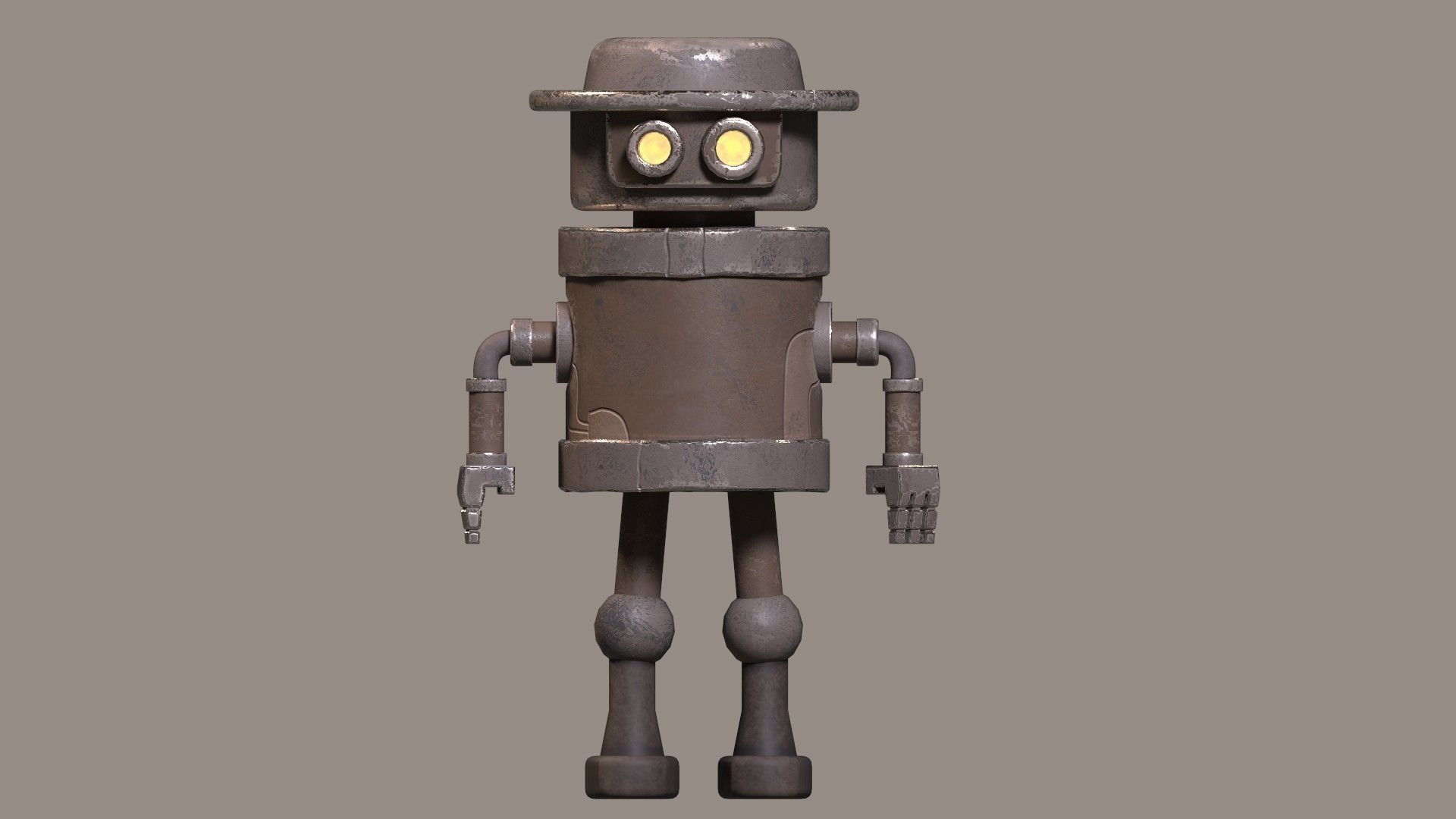 Simple Stylized Low-poly Robot Low-poly 3D model_17
