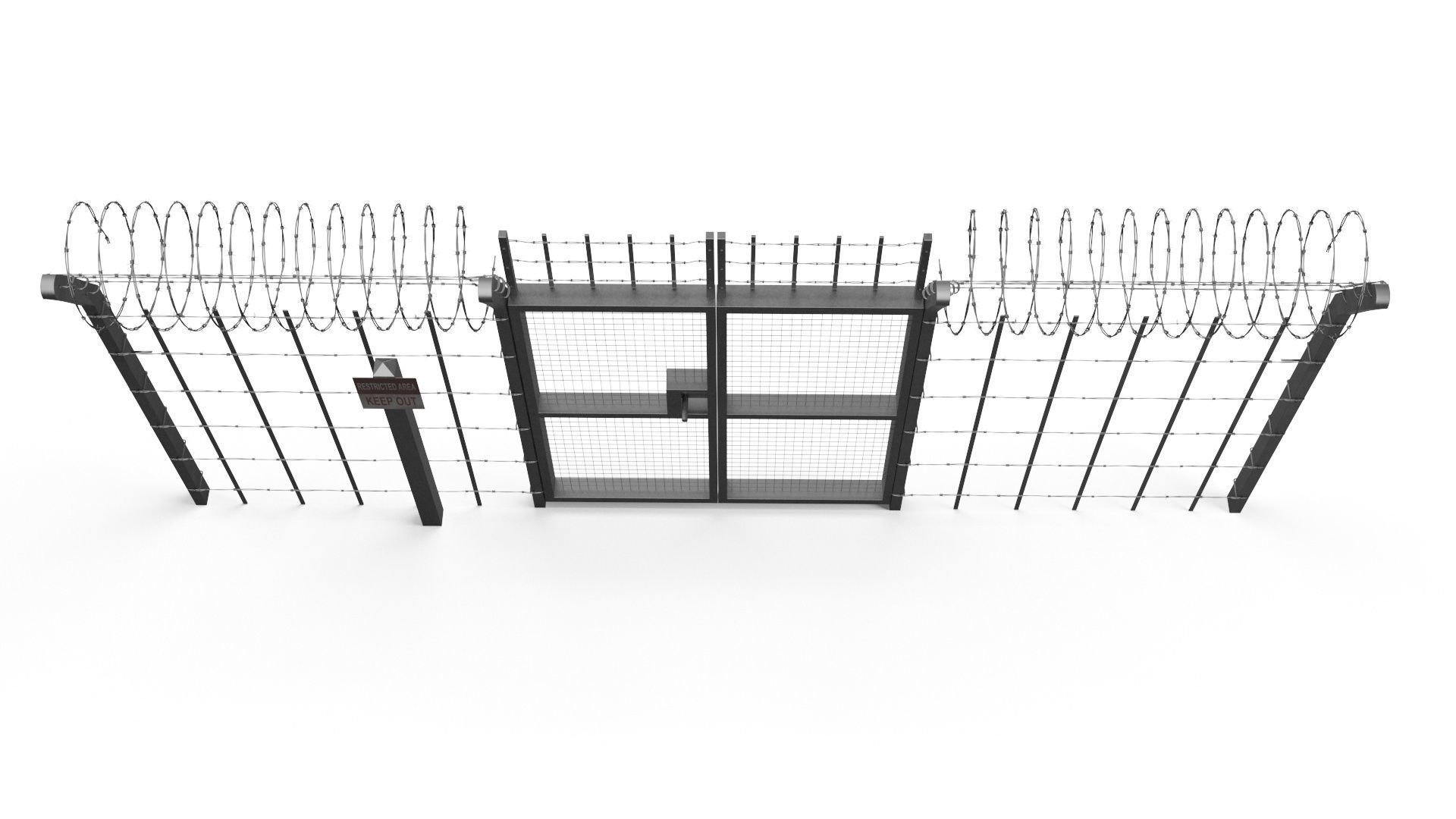 Barbed wire set 3D model_11