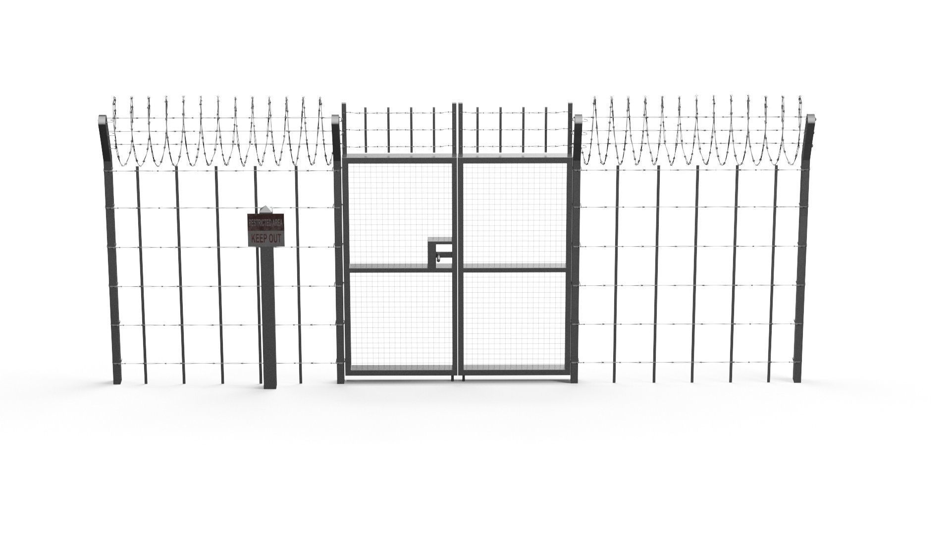 Barbed wire set 3D model_14