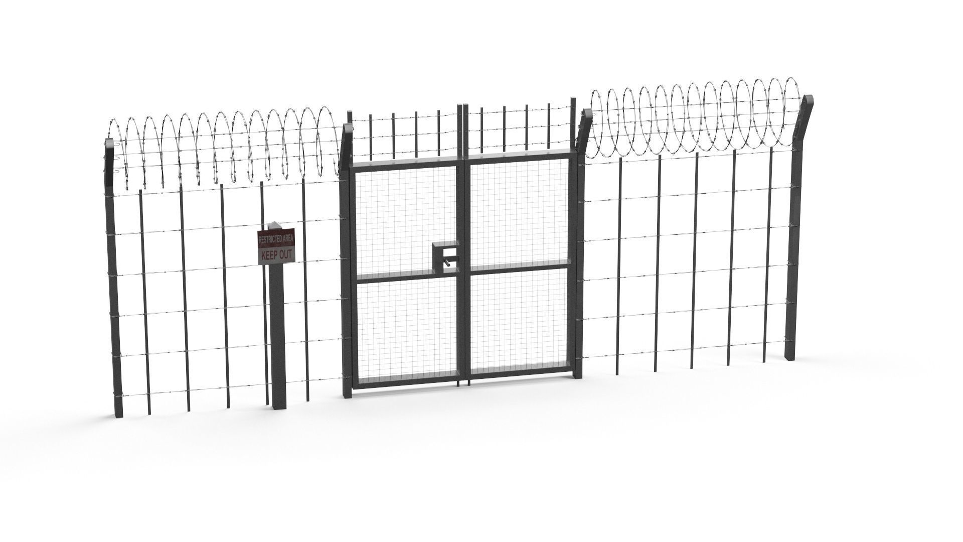 Barbed wire set 3D model_16