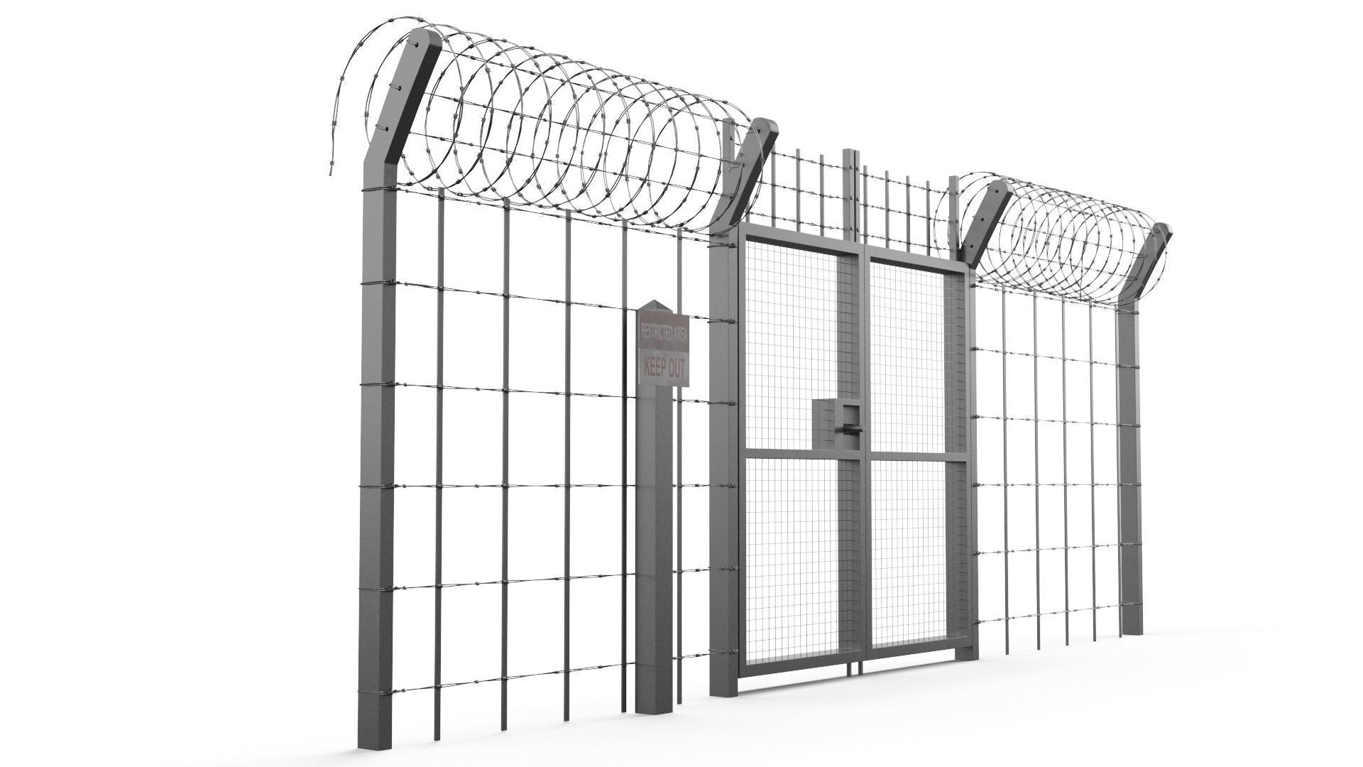 Barbed wire set 3D model_9