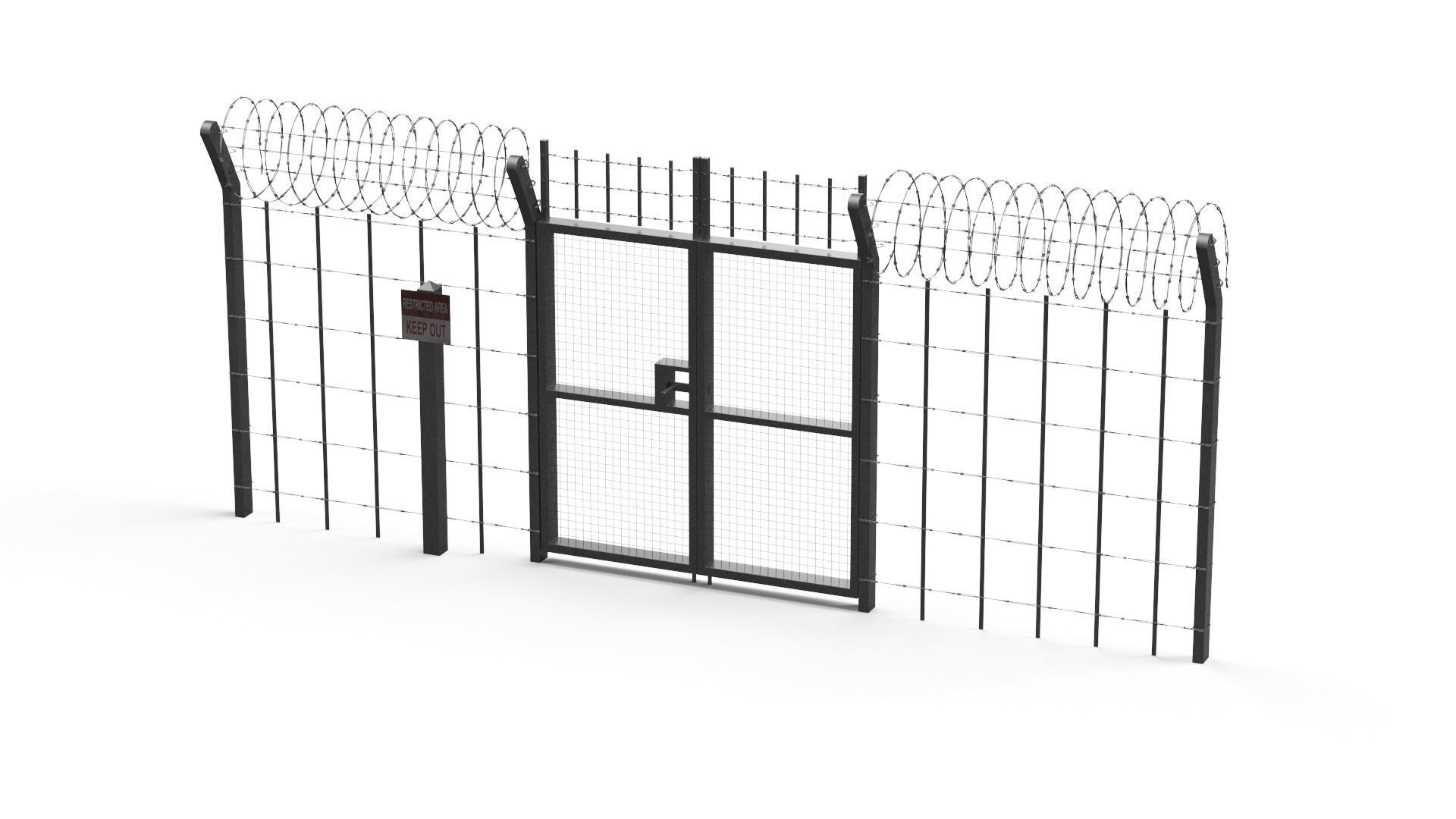 Barbed wire set 3D model_30