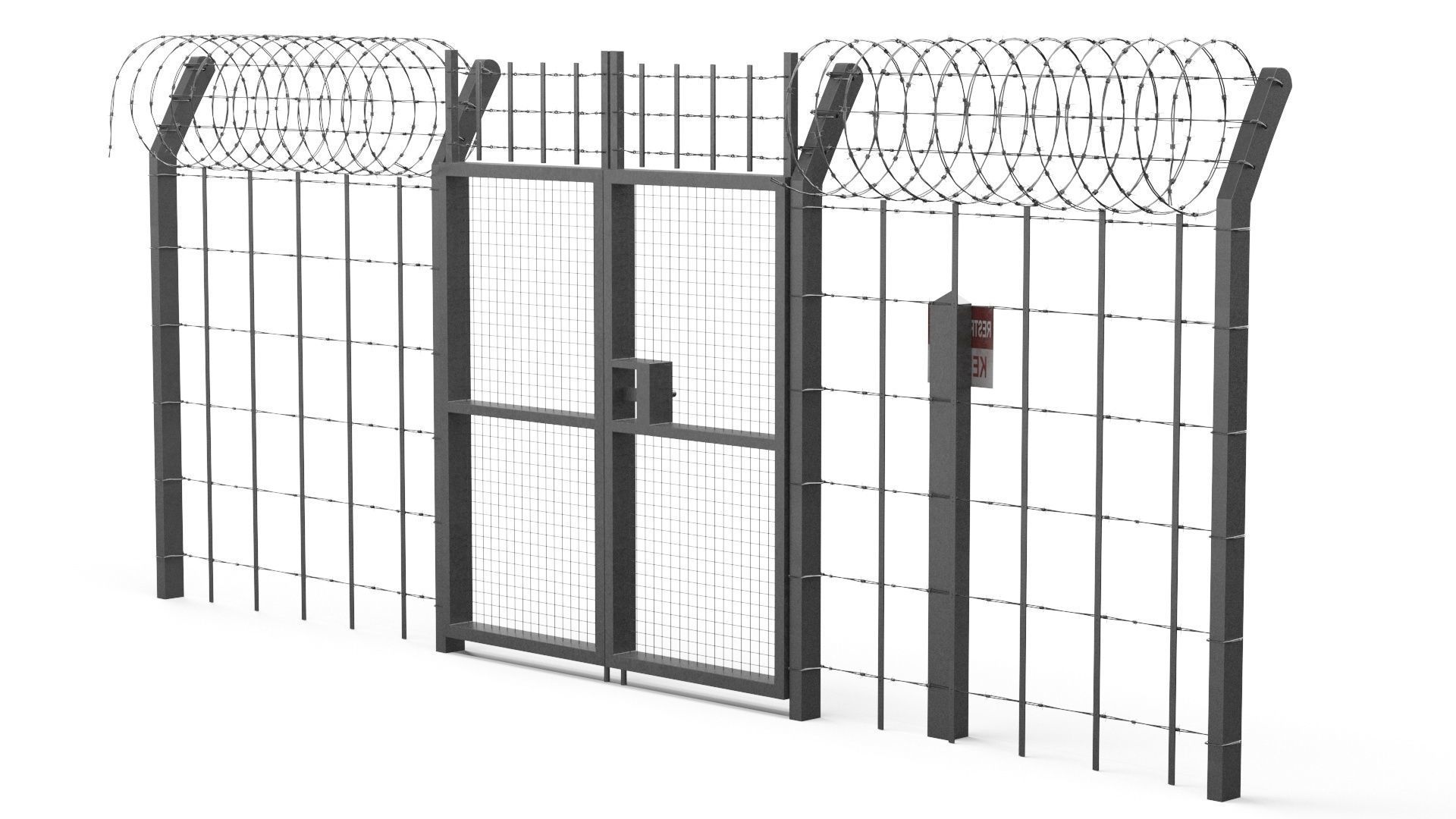 Barbed wire set 3D model_13