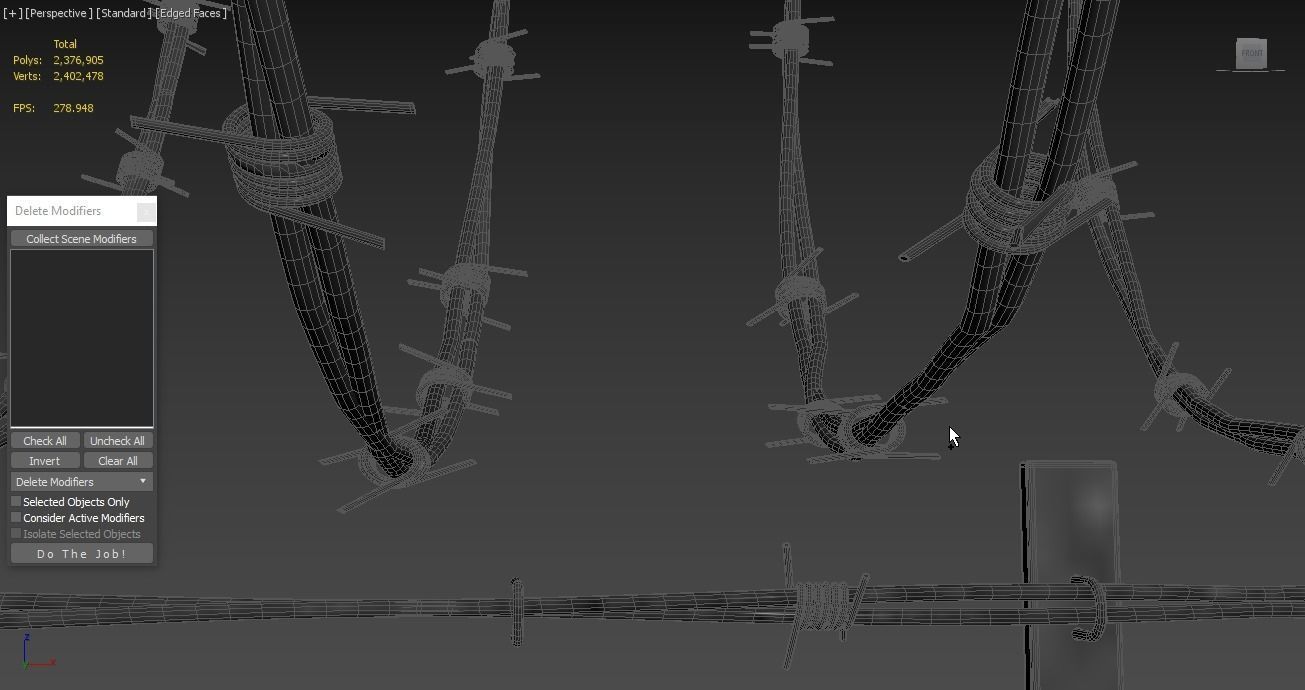 Barbed wire set 3D model_3