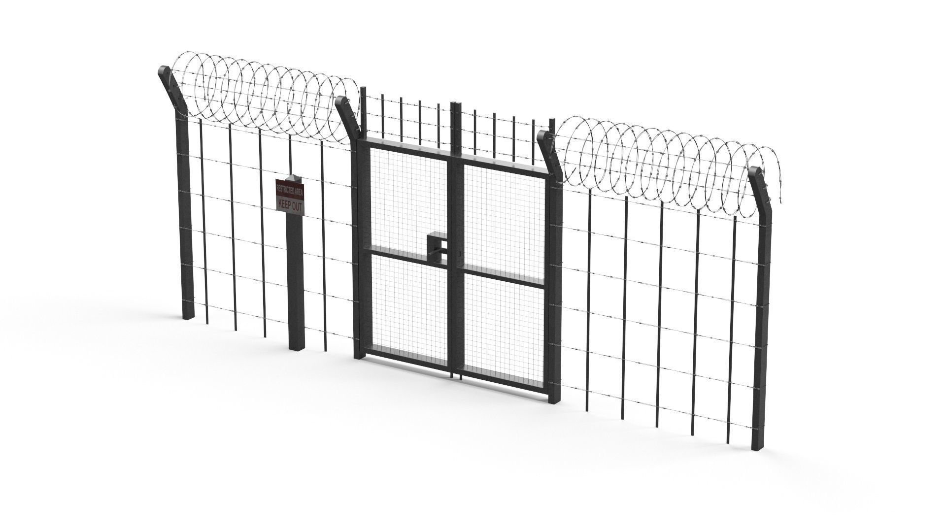 Barbed wire set 3D model_29