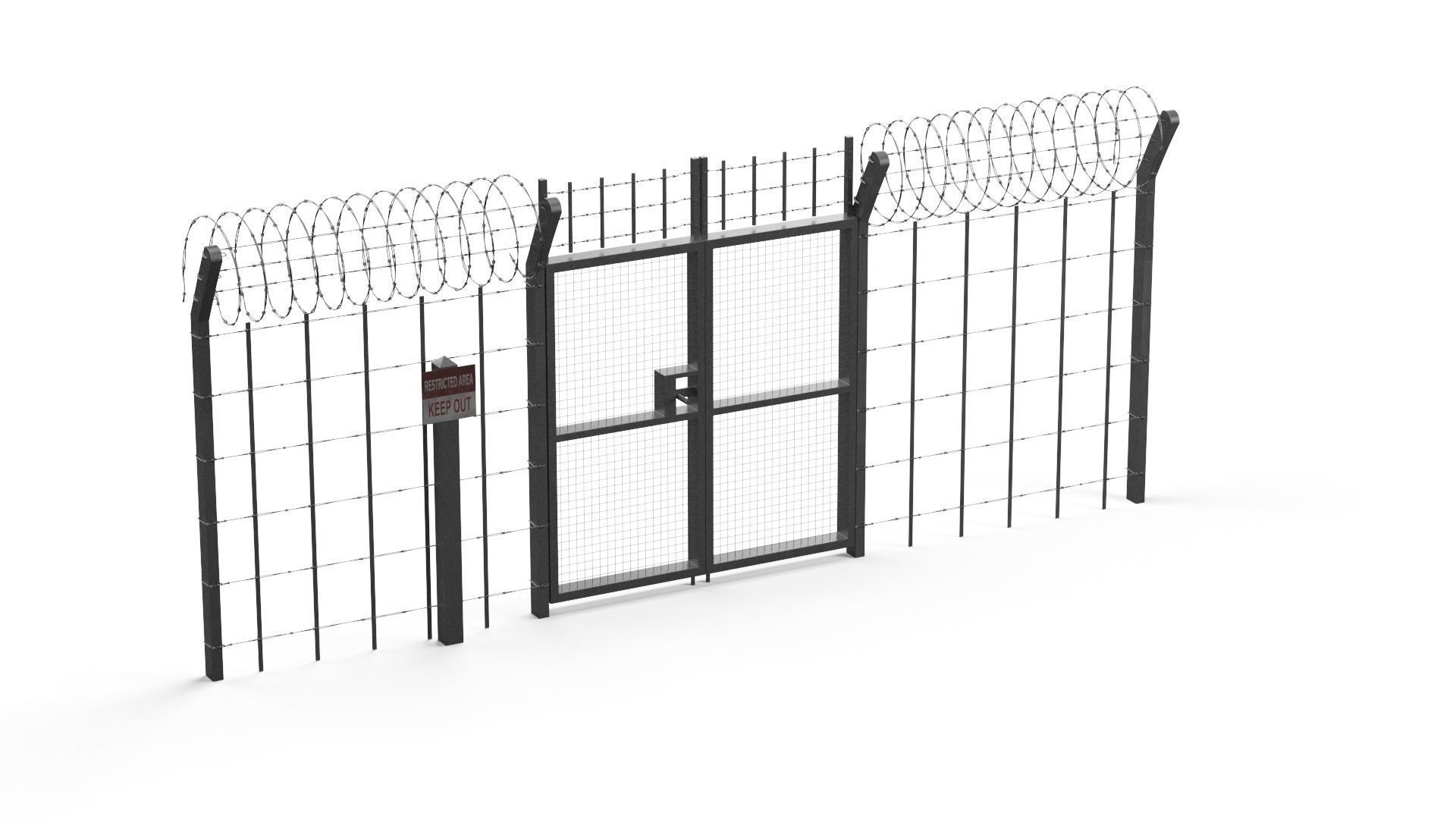 Barbed wire set 3D model_17