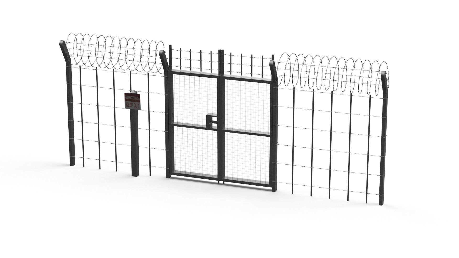 Barbed wire set 3D model_31