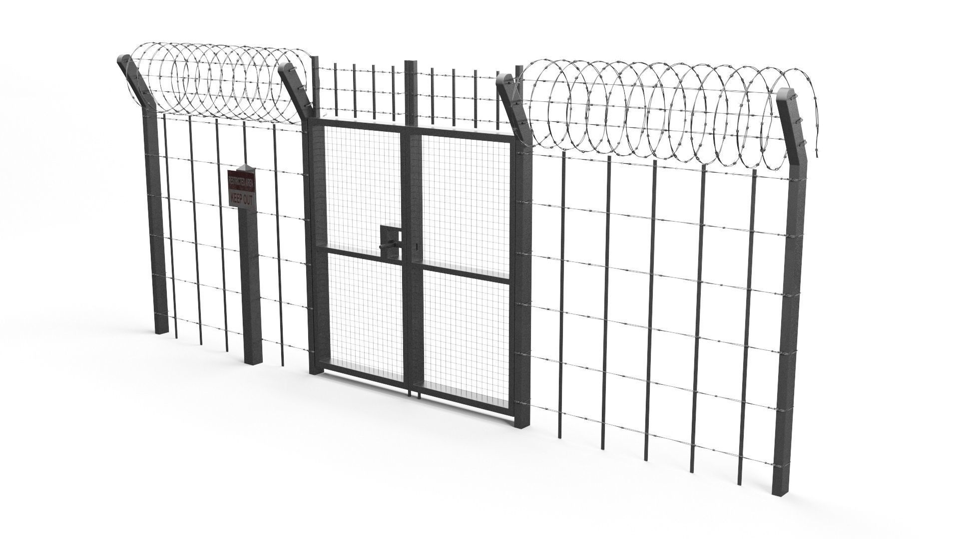 Barbed wire set 3D model_1