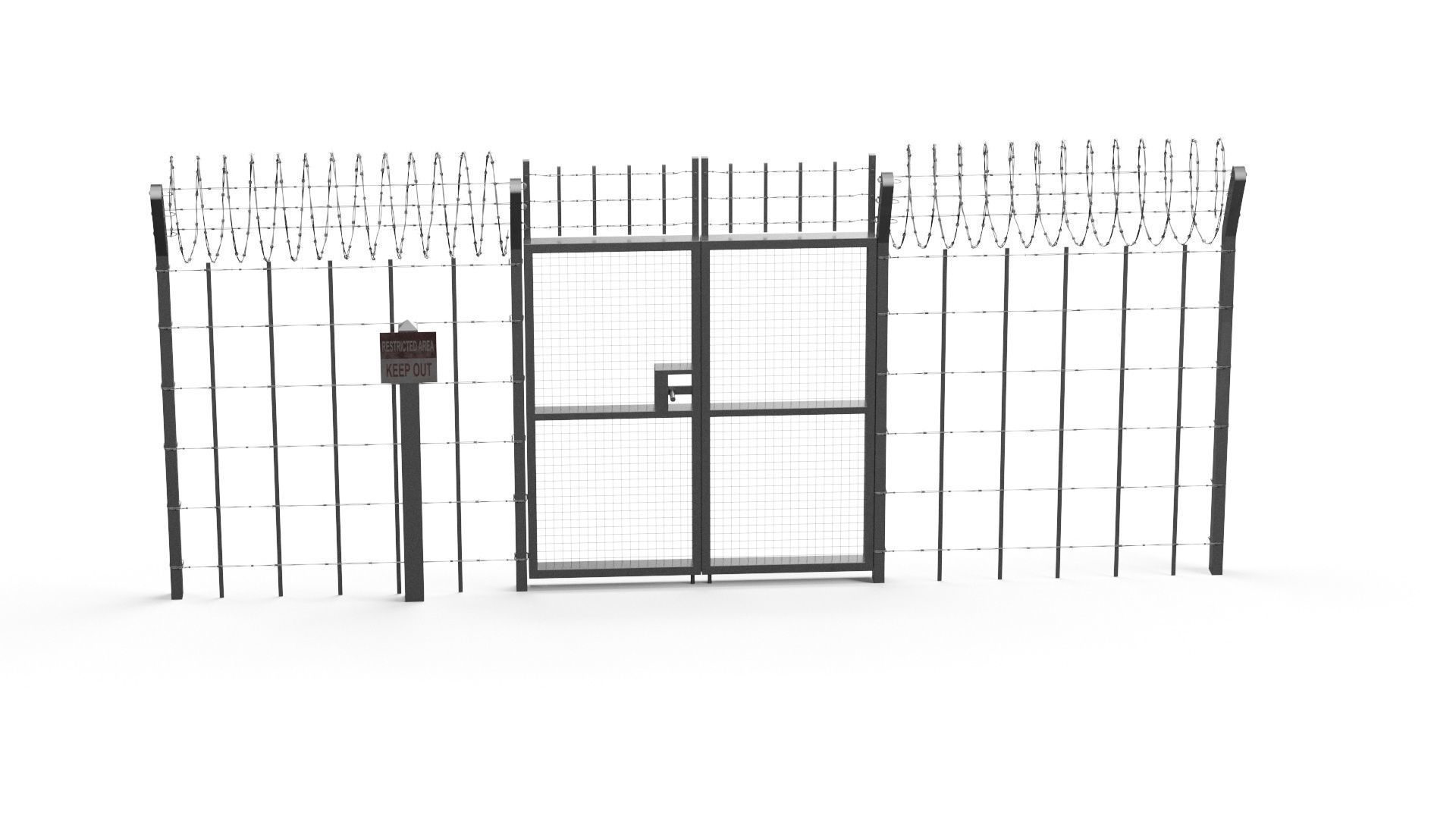 Barbed wire set 3D model_15