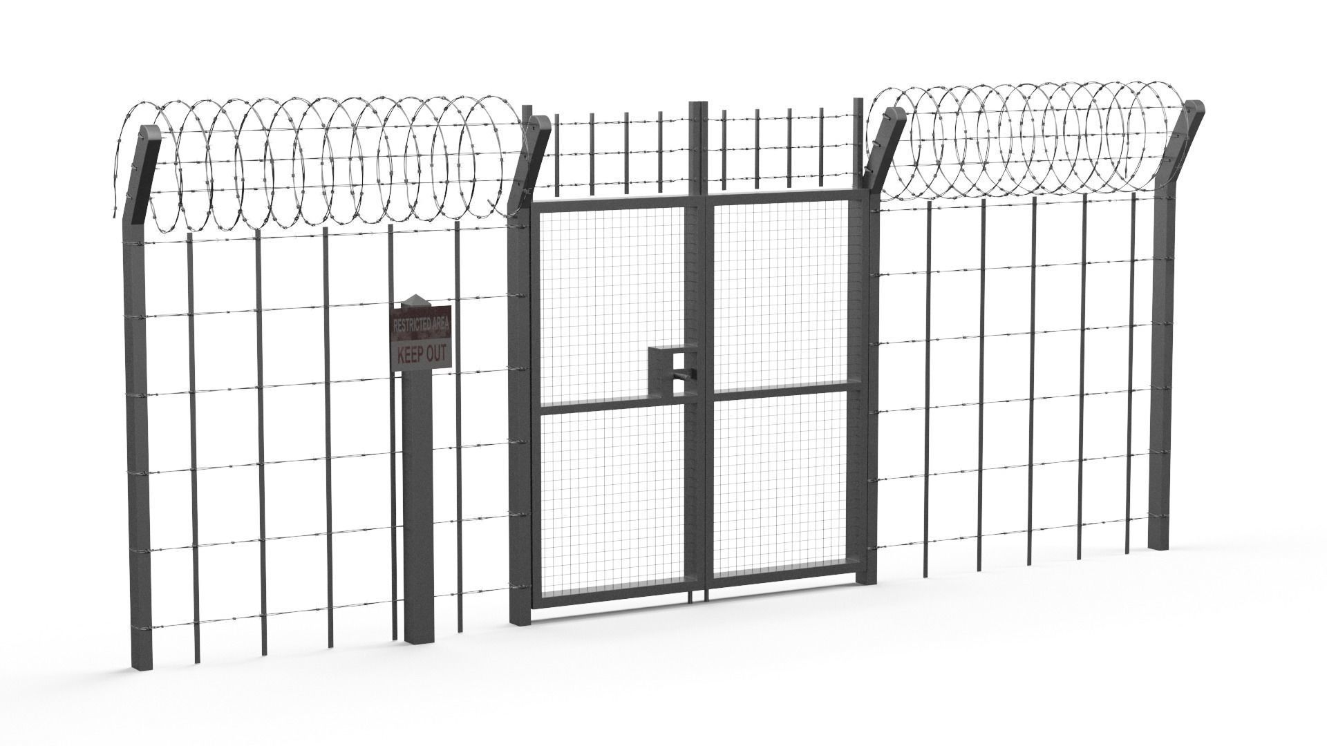 Barbed wire set 3D model_7