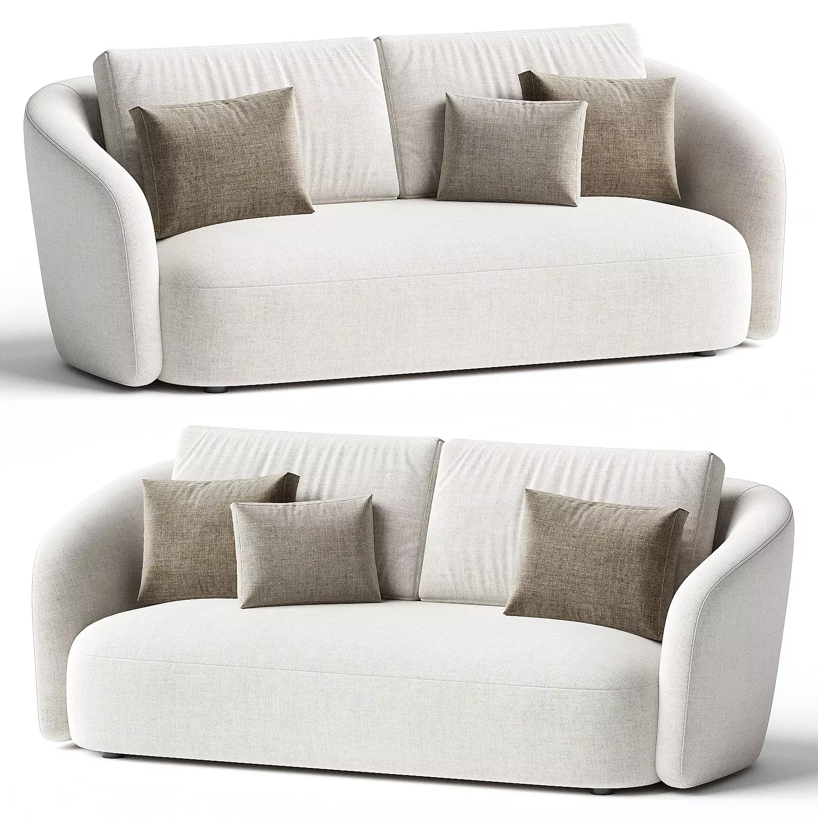 Ellipse Oatmeal 3 Seater Sofa ready to ship 3D model_0