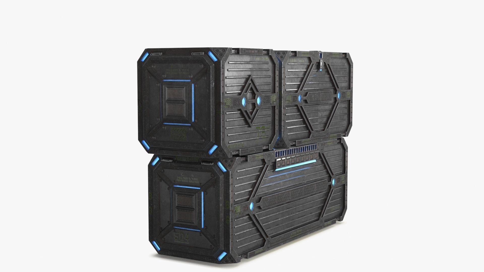 3D Sci-fi Container set of 3 v2 Low-poly 3D model_14