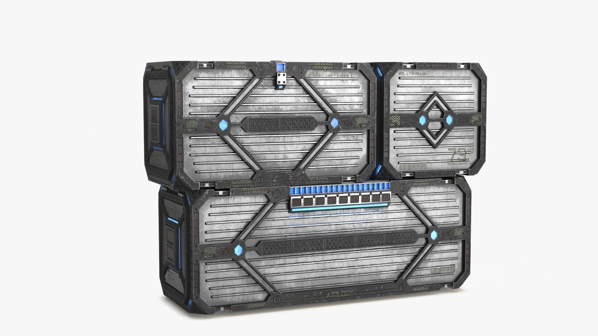 3D Sci-fi Container set of 3 v2 Low-poly 3D model_17