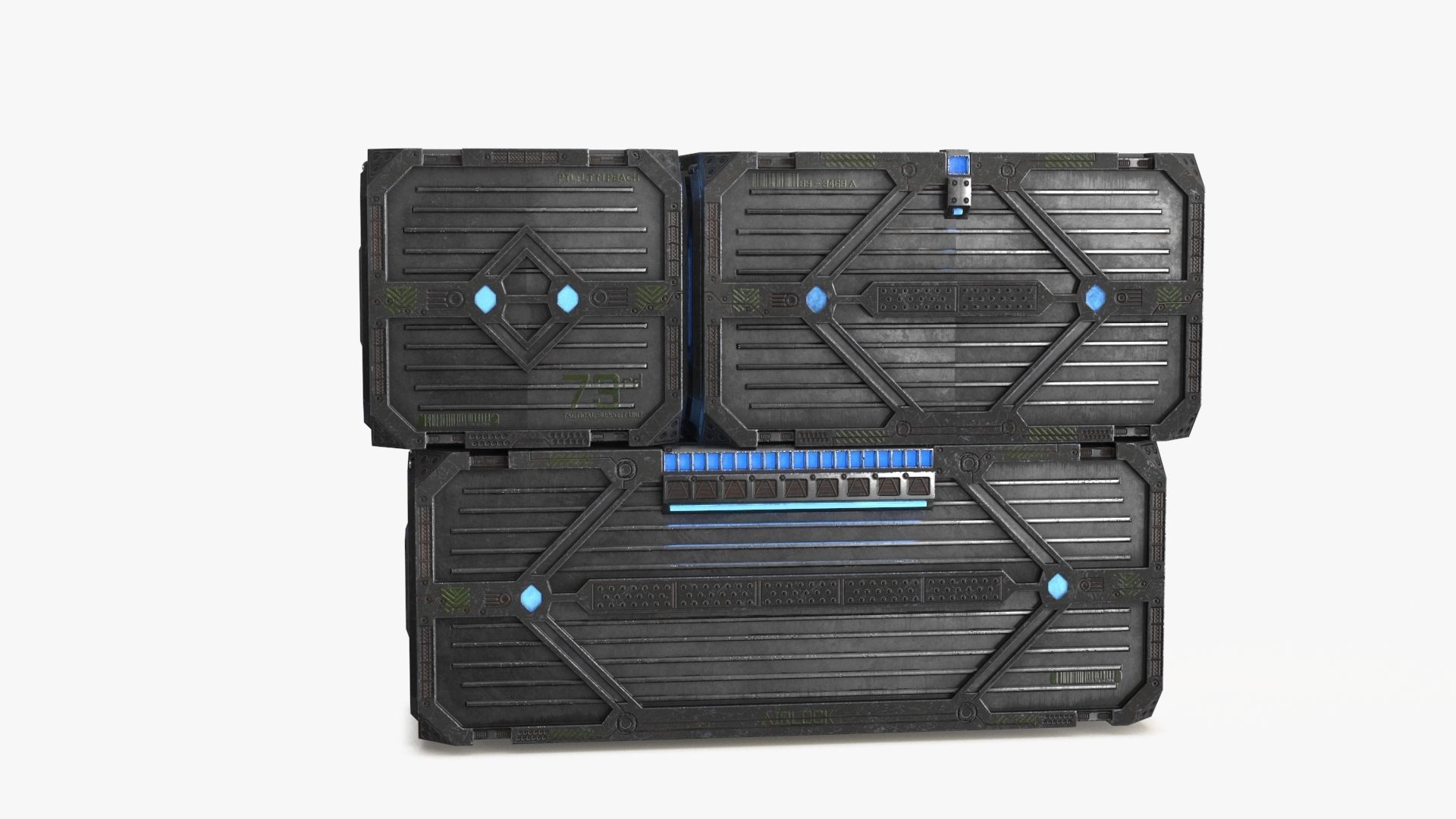 3D Sci-fi Container set of 3 v2 Low-poly 3D model_20