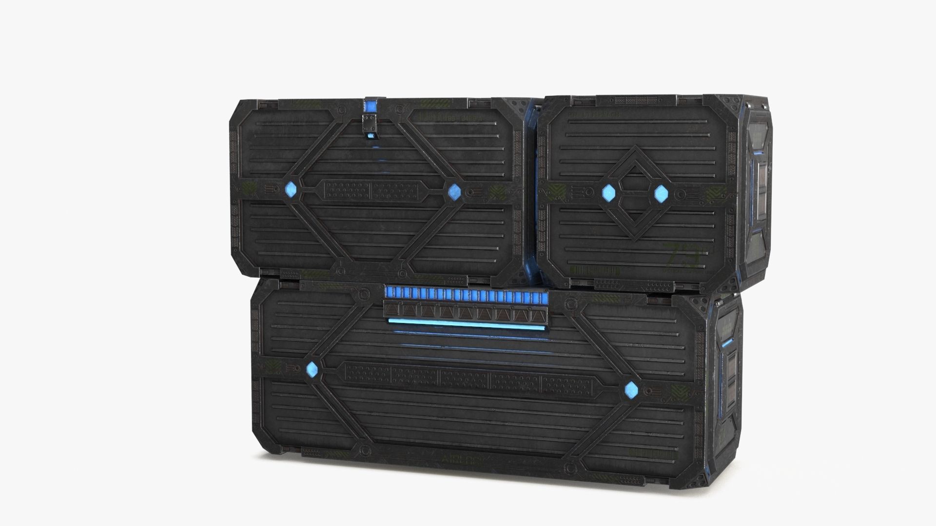 3D Sci-fi Container set of 3 v2 Low-poly 3D model_16