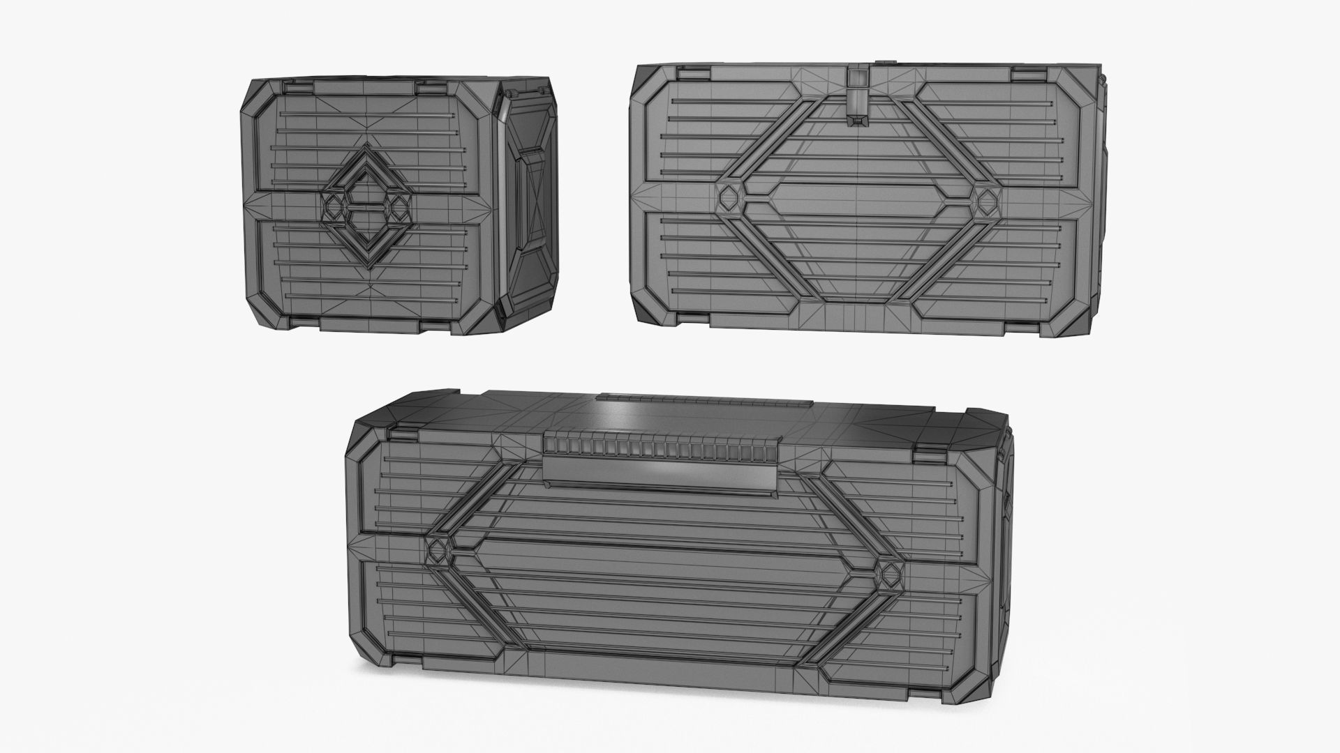 3D Sci-fi Container set of 3 v2 Low-poly 3D model_25