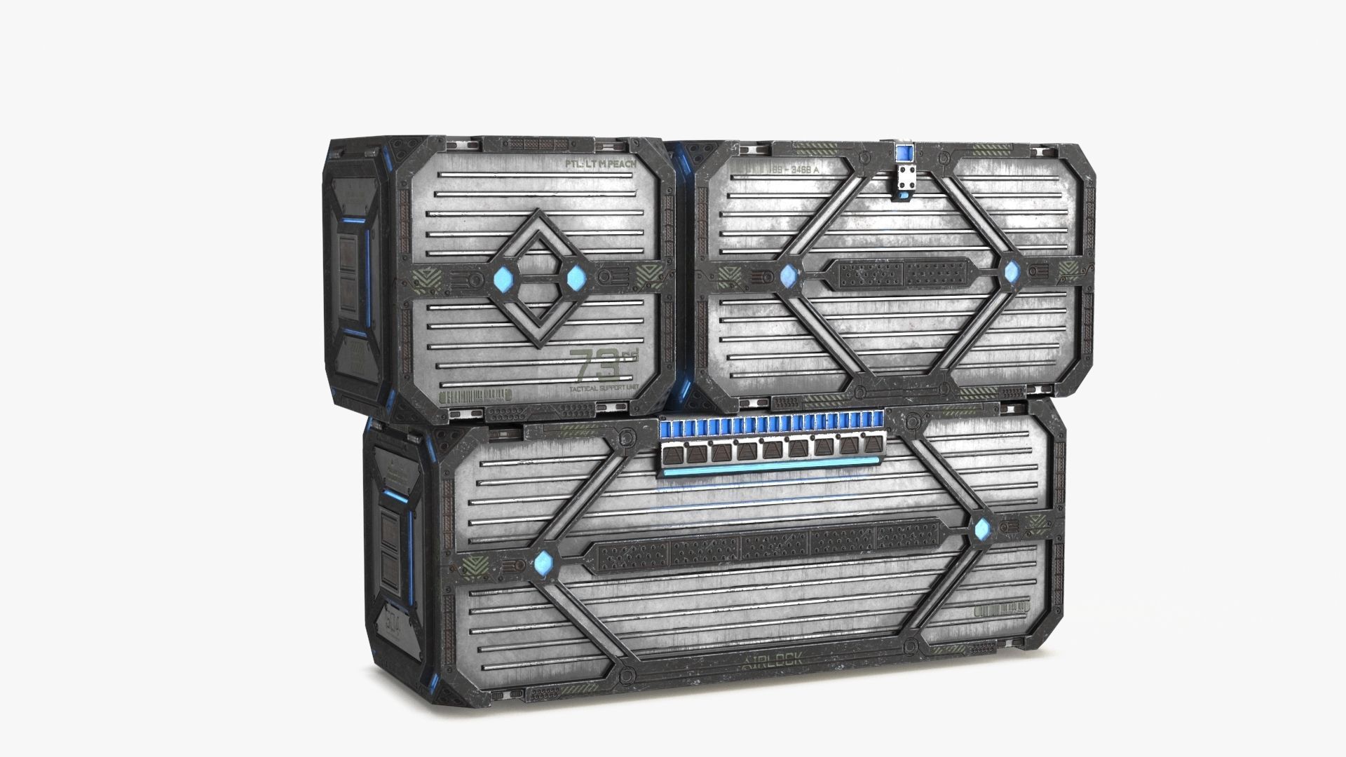 3D Sci-fi Container set of 3 v2 Low-poly 3D model_13
