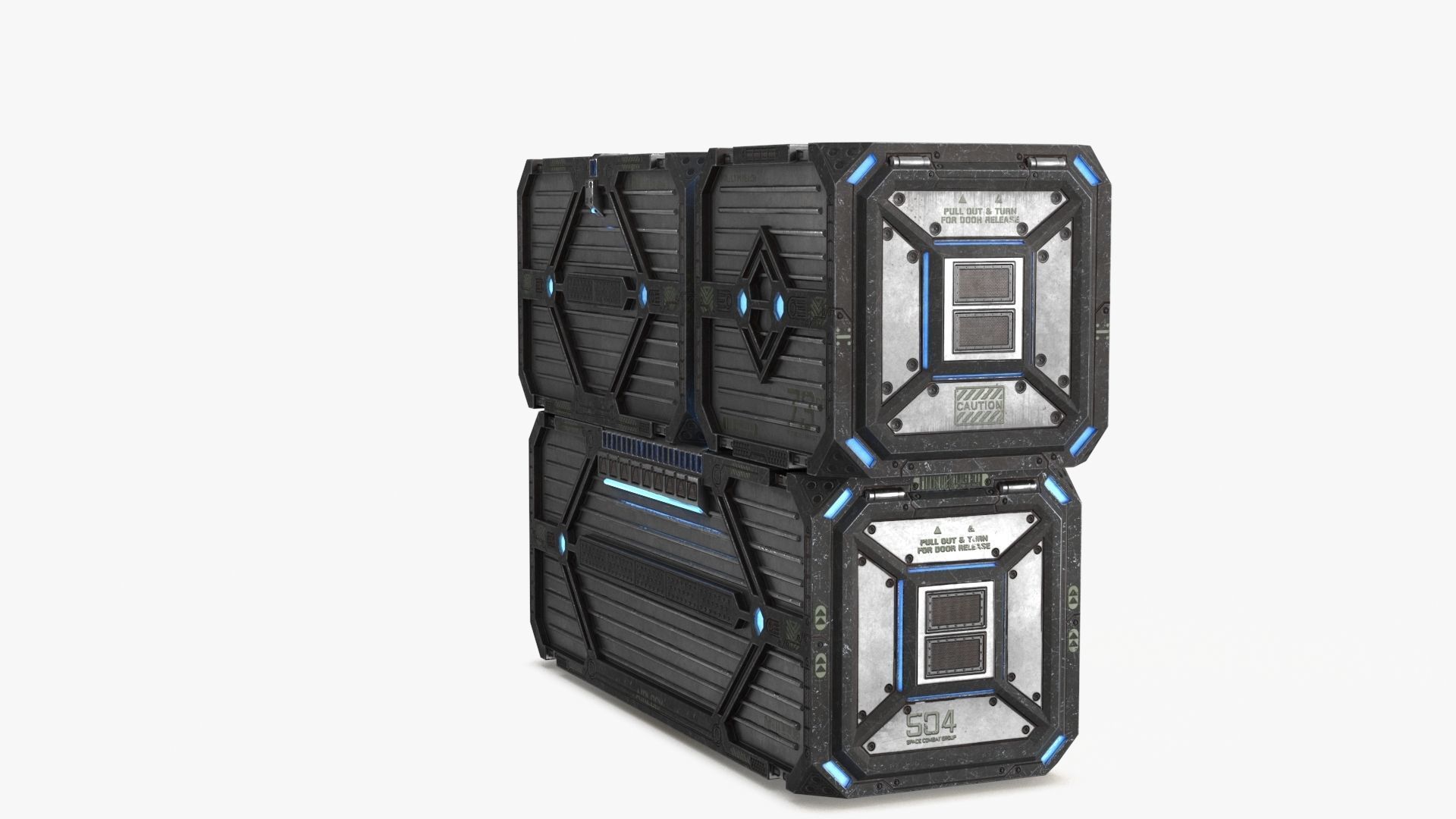 3D Sci-fi Container set of 3 v2 Low-poly 3D model_15