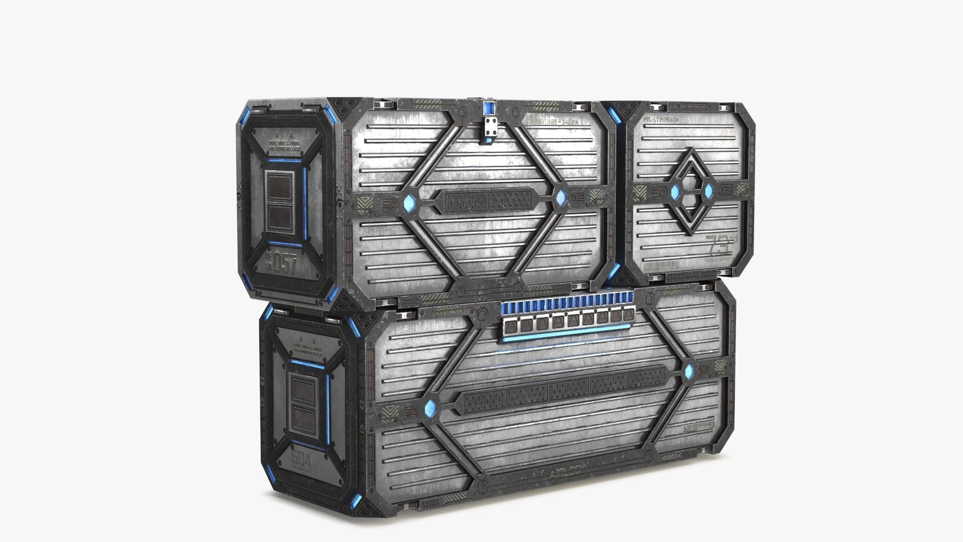 3D Sci-fi Container set of 3 v2 Low-poly 3D model_18