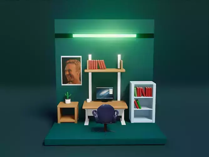 The miniatur room low poly  Free 3D print model