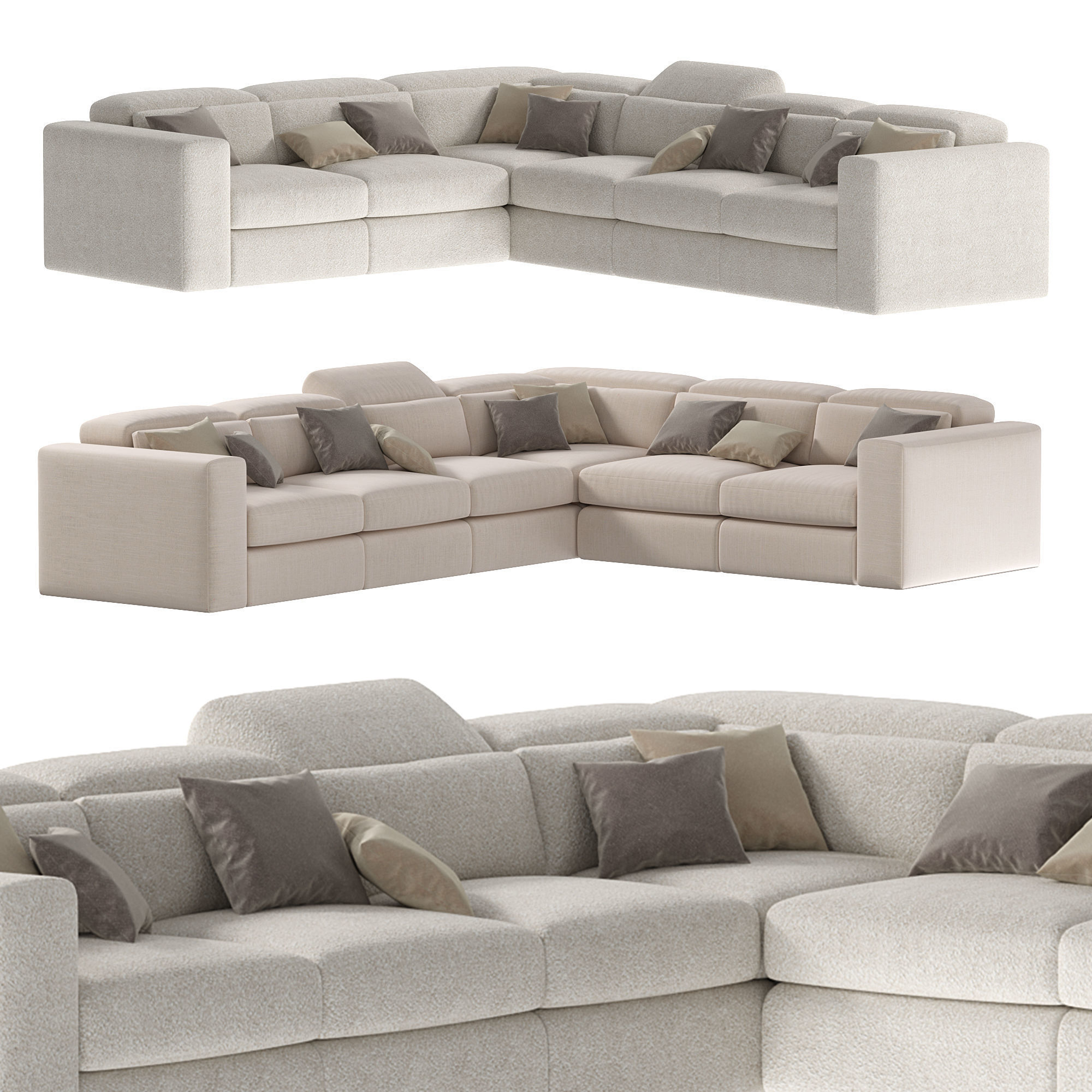 gold corner sofa by luxdeco 3D model_1