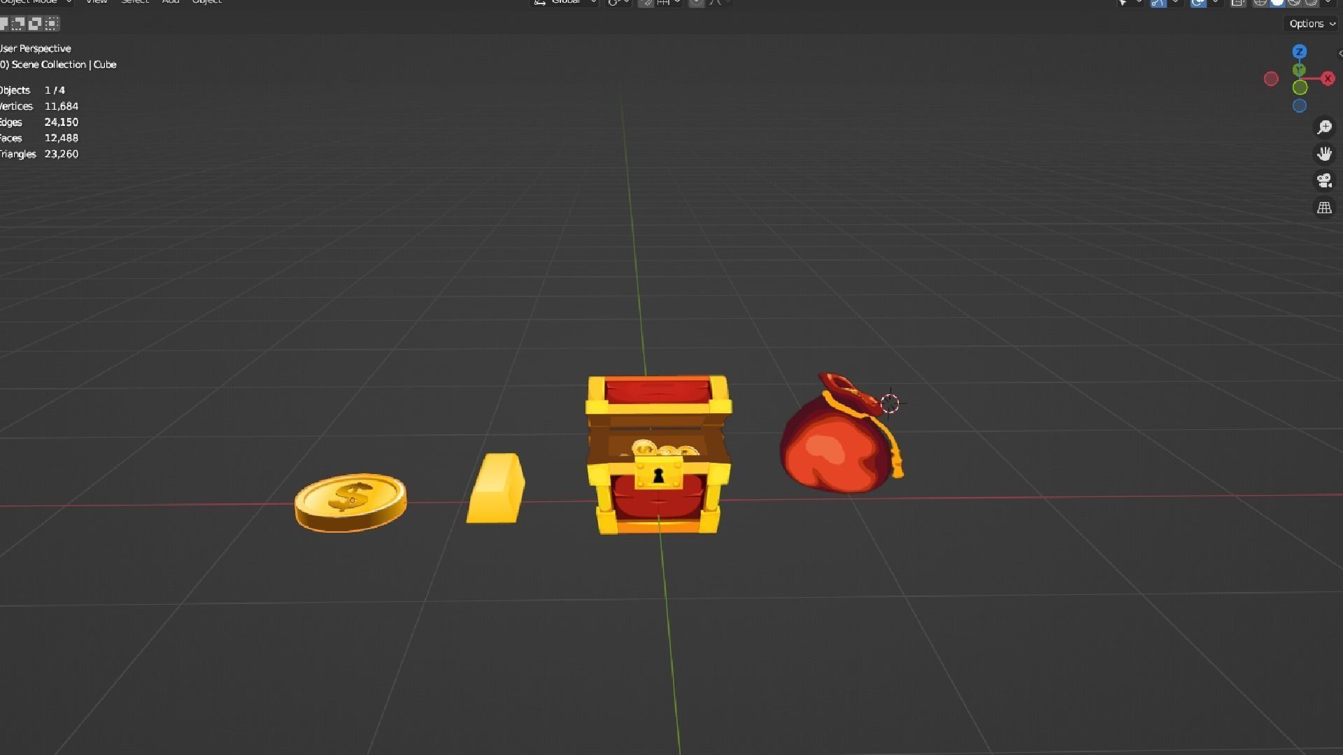 Gold Coin lowpolly pack Low-poly 3D model_8