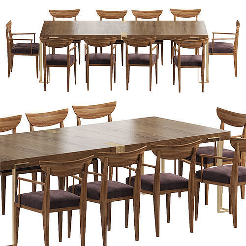 Contemporary Fixed Rectangular Table and Lazlo chair 3D model | CGTrader