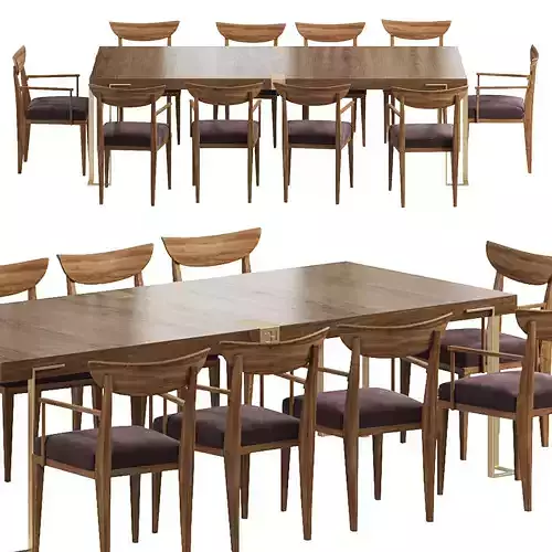 Contemporary Fixed Rectangular Table and Lazlo chair